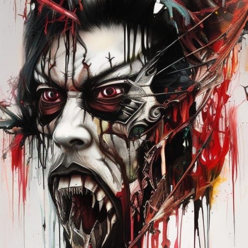 Undead Samurai Zombie in Urban Gritty Fine Art