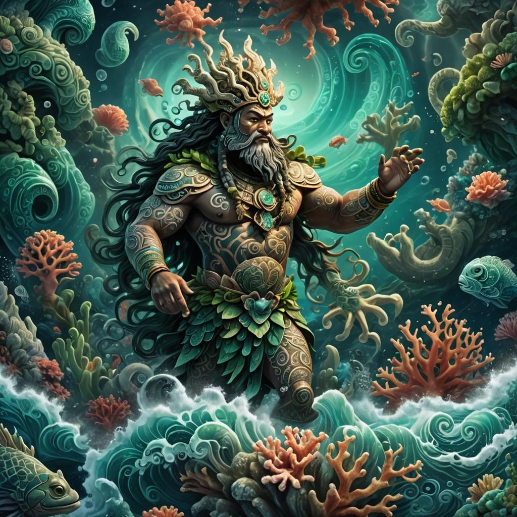 Tangaroa, Maori Sea God in Polynesian Art