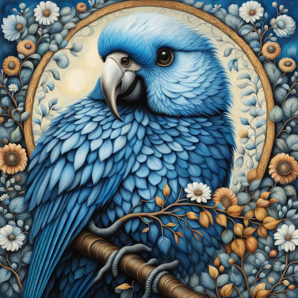 Vibrant Bird in Gentle Hand: Acrylic Painting