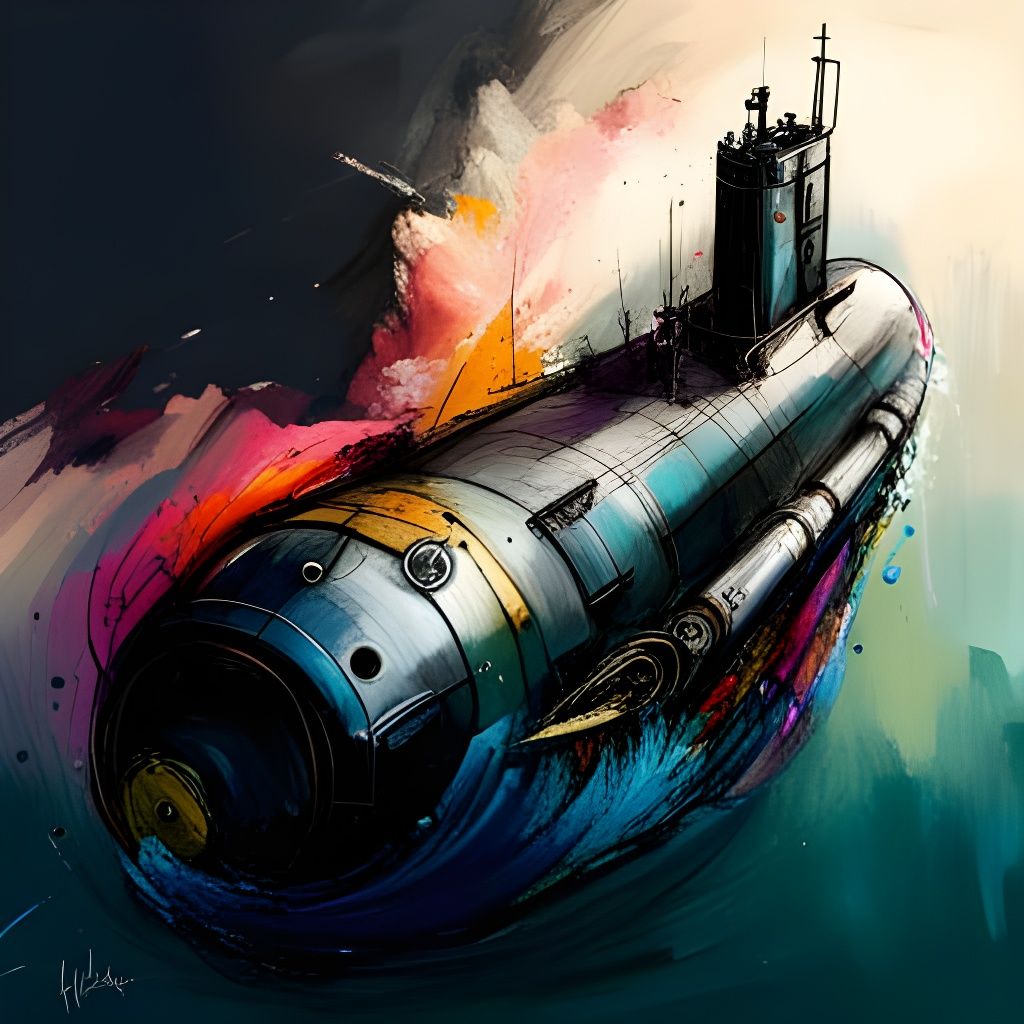Submarine Portrait in Polychromatic Oil Painting Style