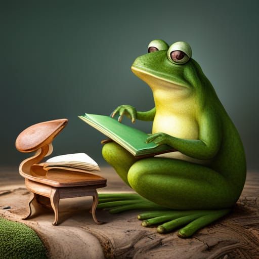 Frog Grandpa Reading a Book to Family