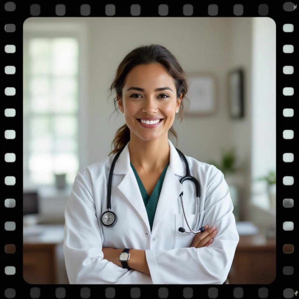 Black Doctor in Natural Light, Film Grain Effect