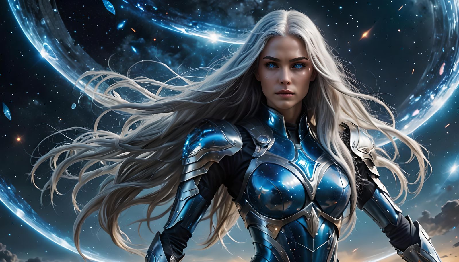 Celestial Goddess in Futuristic Armor, Hyperrealism