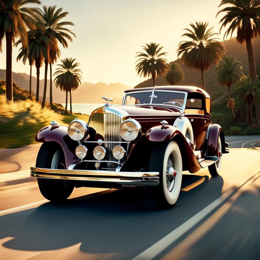 Vintage Duesenberg Spotted on Scenic Coastal Road at Golden....