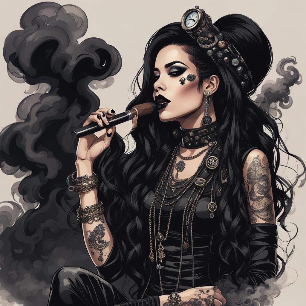 Steampunk Punk Singer in Black