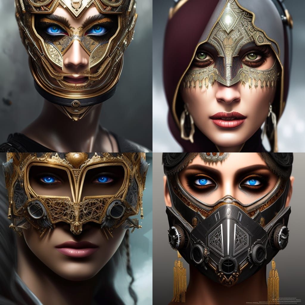 Dystopian Sci-Fi Face with Venetian Mask