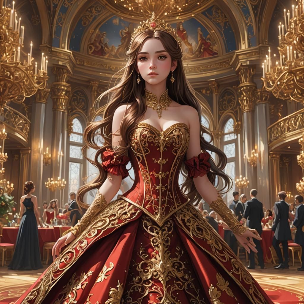 Anime Style: Girl in Ornate Corset Dress