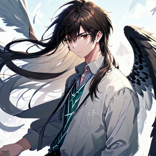 Anime Concept Art: Man with Shimmering Wings