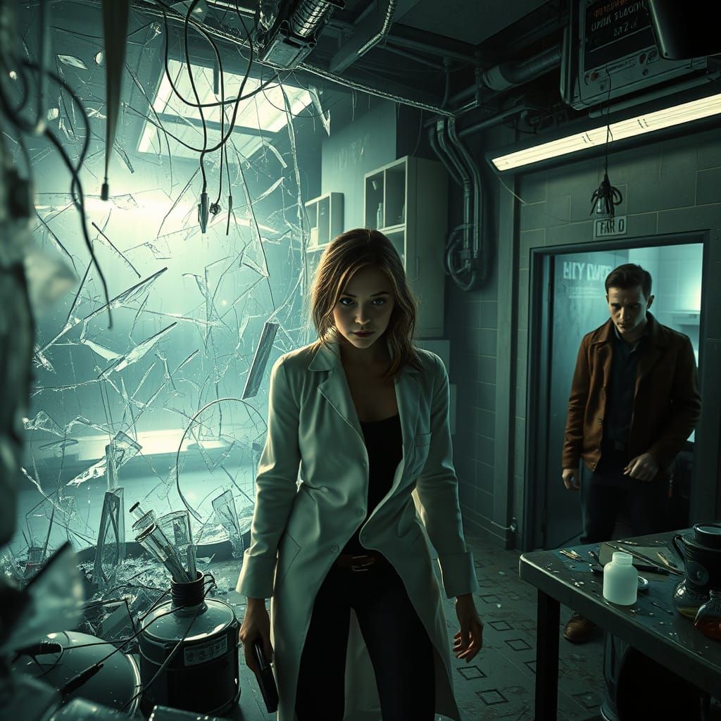 Chaotic Lab Scene in Biomechanical Style