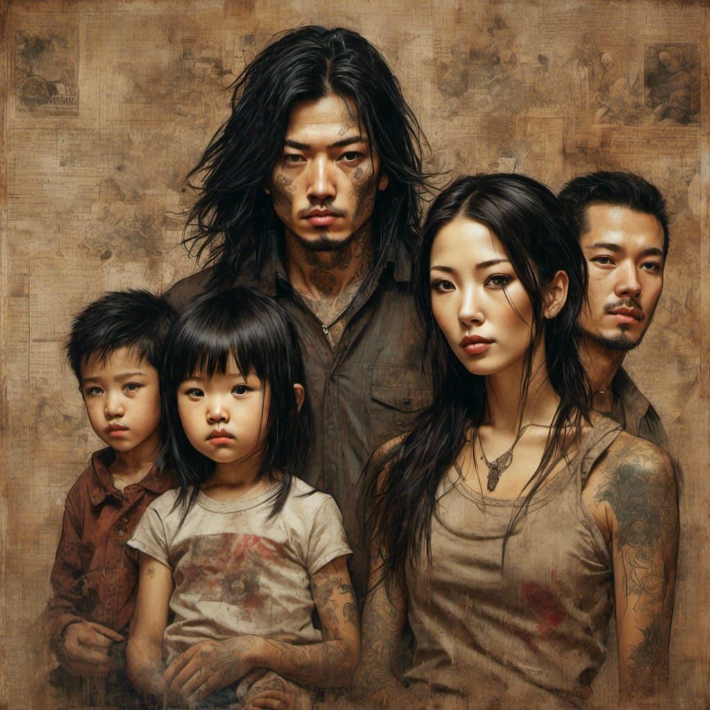 Family Portrait with Grunge Poster Effect