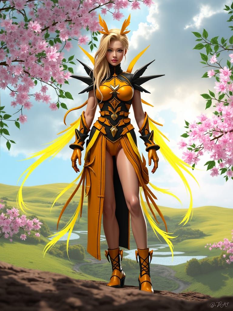 Ethereal Blonde Woman in 3D Anime Art Style