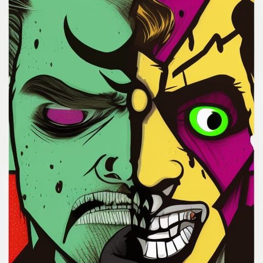 Jacksepticeye as Two-Face in Pop Art Style