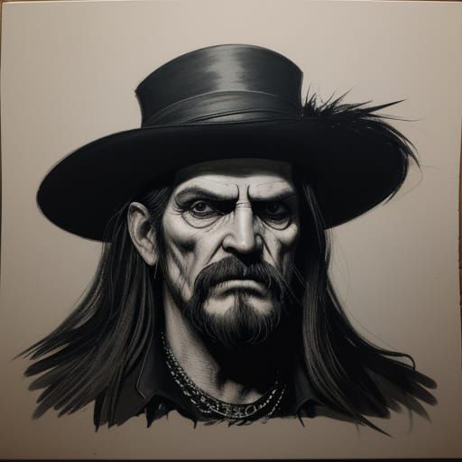 Ace of Spades Character Design as Lemmy Kilmister in Charcoa...