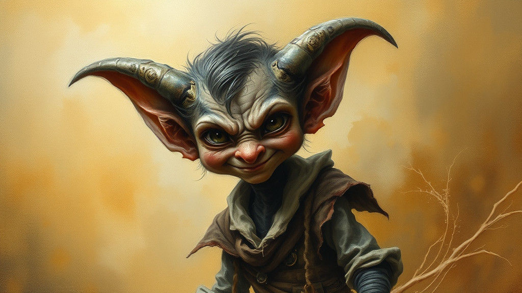 Whimsical Imp in Dreamlike Rococo Style