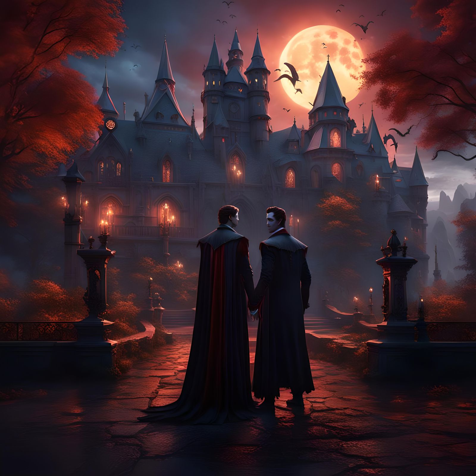Gay Vampire Romance: Detailed Fantasy Concept Art