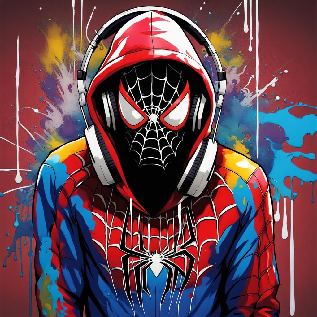 Spider-Man Miles Morales Graffiti Art Portrait