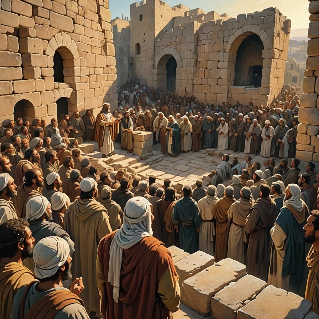 Nehemiah Addresses Crowd at Jerusalem Wall