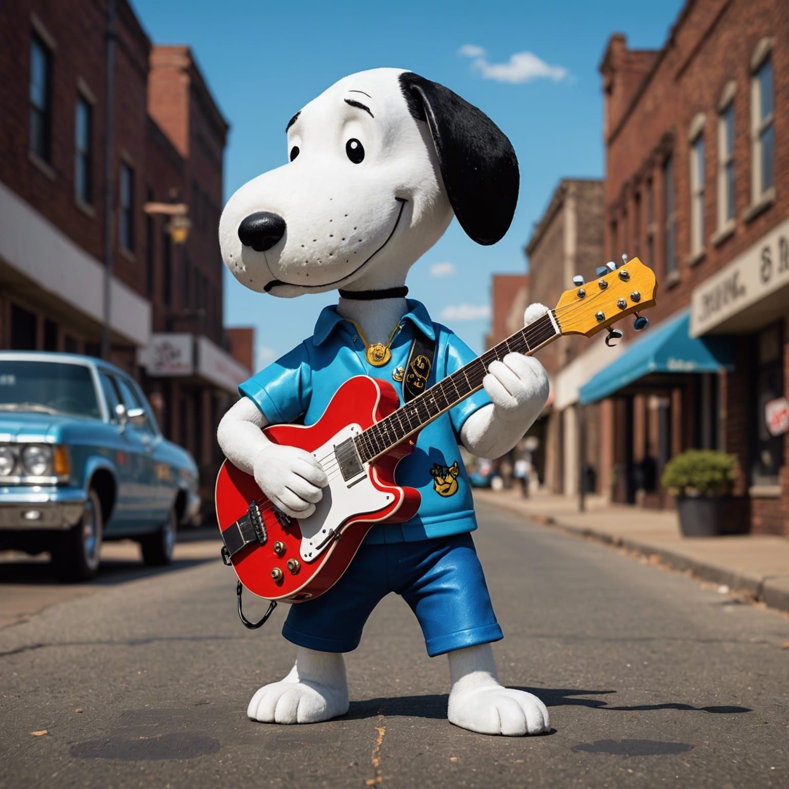 Snoopy playing a guitar Memphis Tennessee