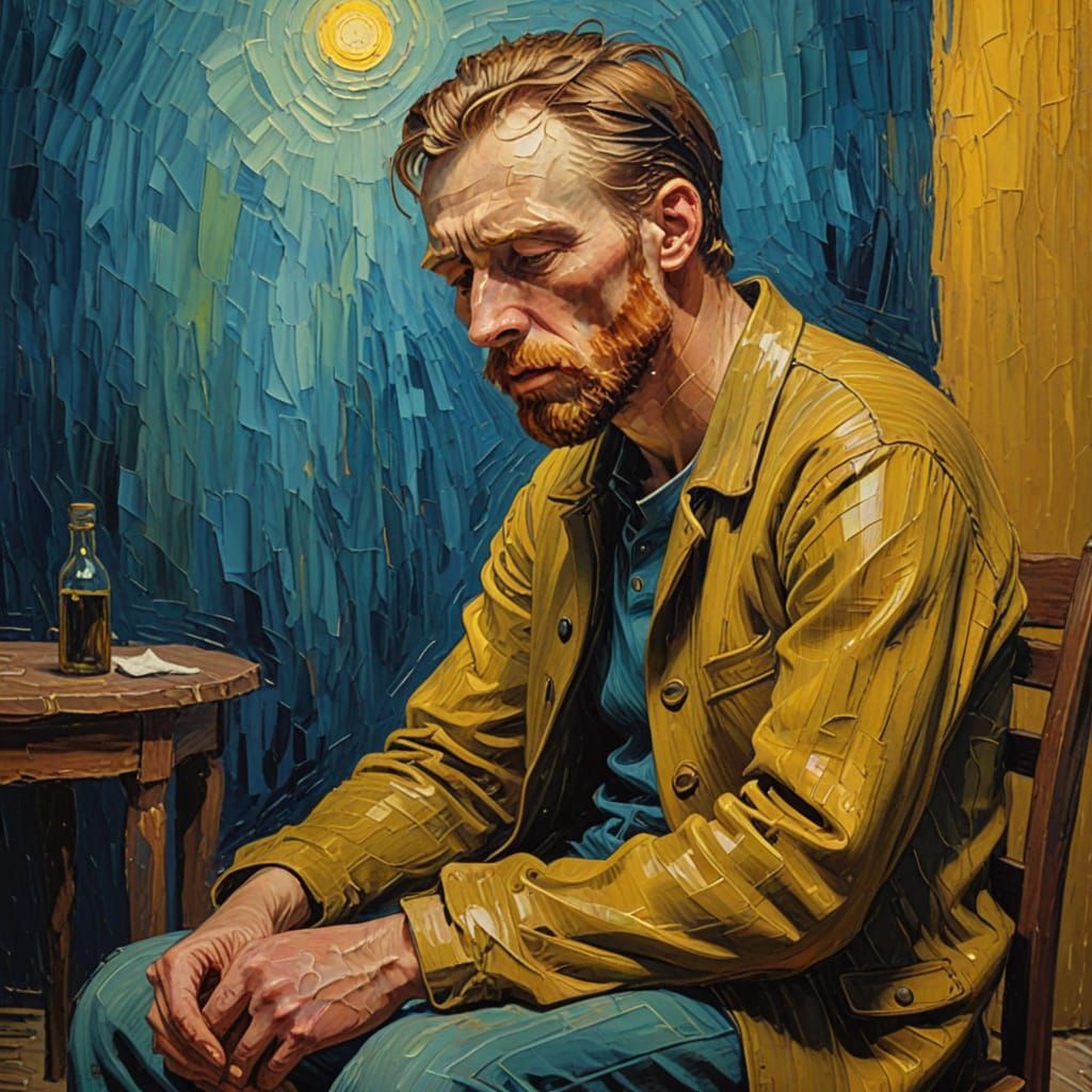 Melancholic Portrait in Van Gogh Style