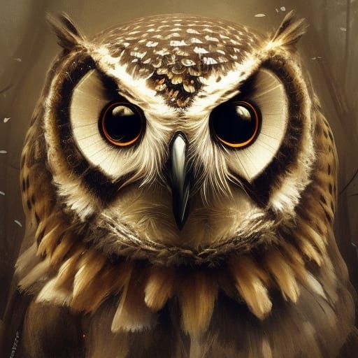 Hyperrealistic Owl Portrait in Pine Forest