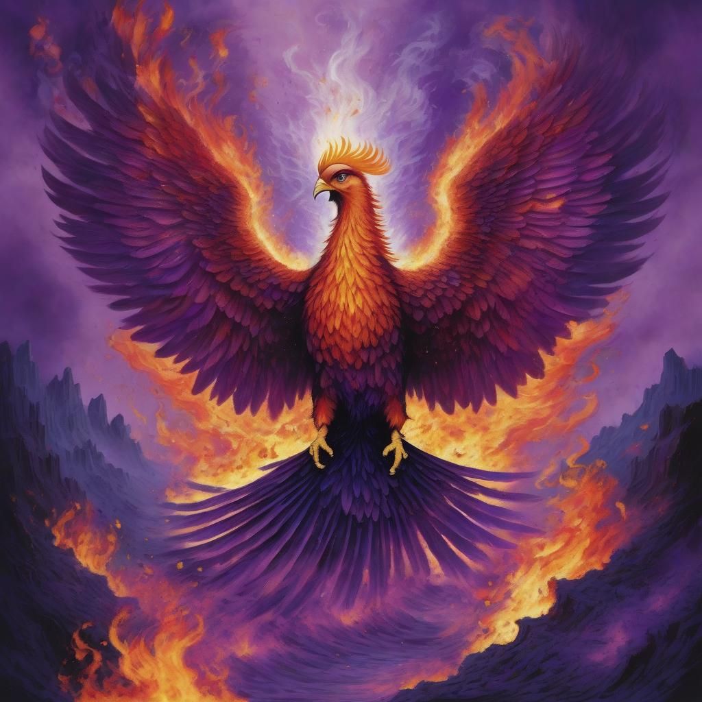 Phoenix Rising from Violet Fire