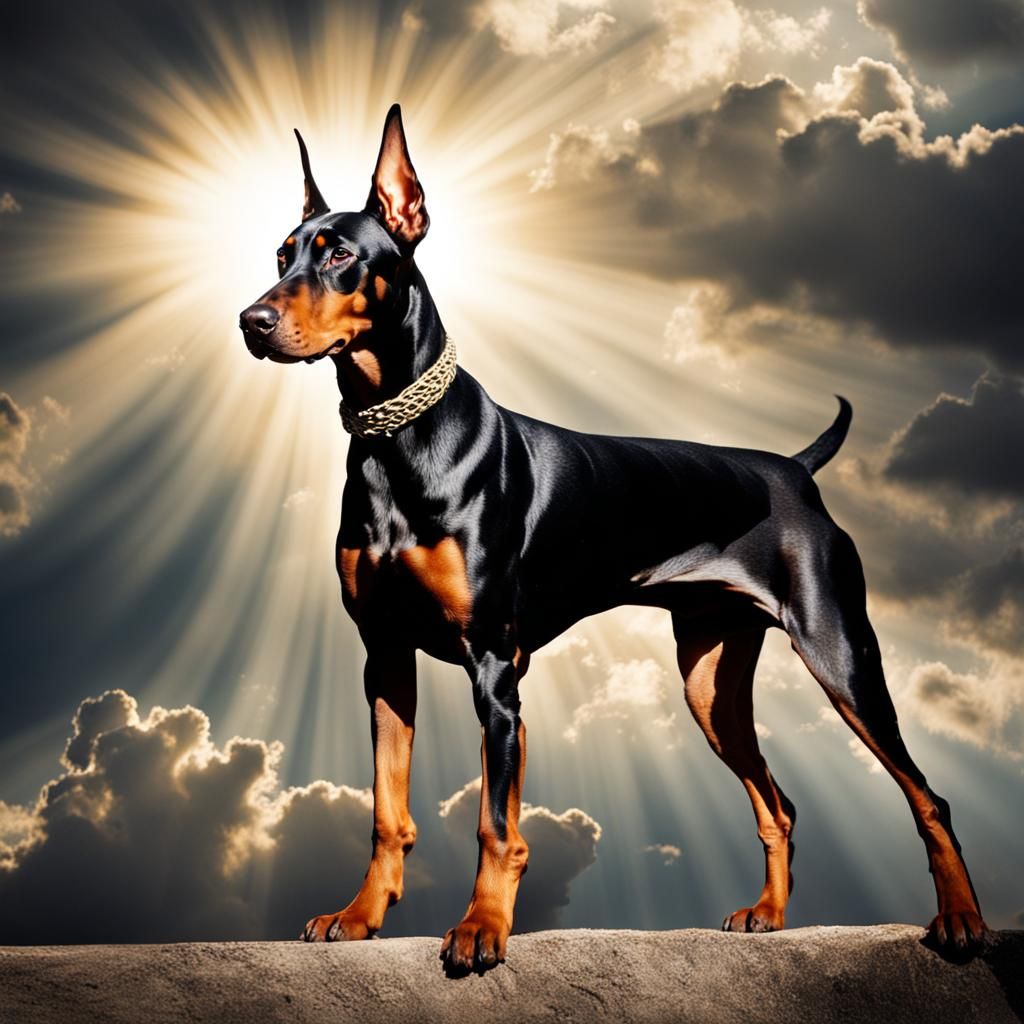 Doberman in Divine Sunshine