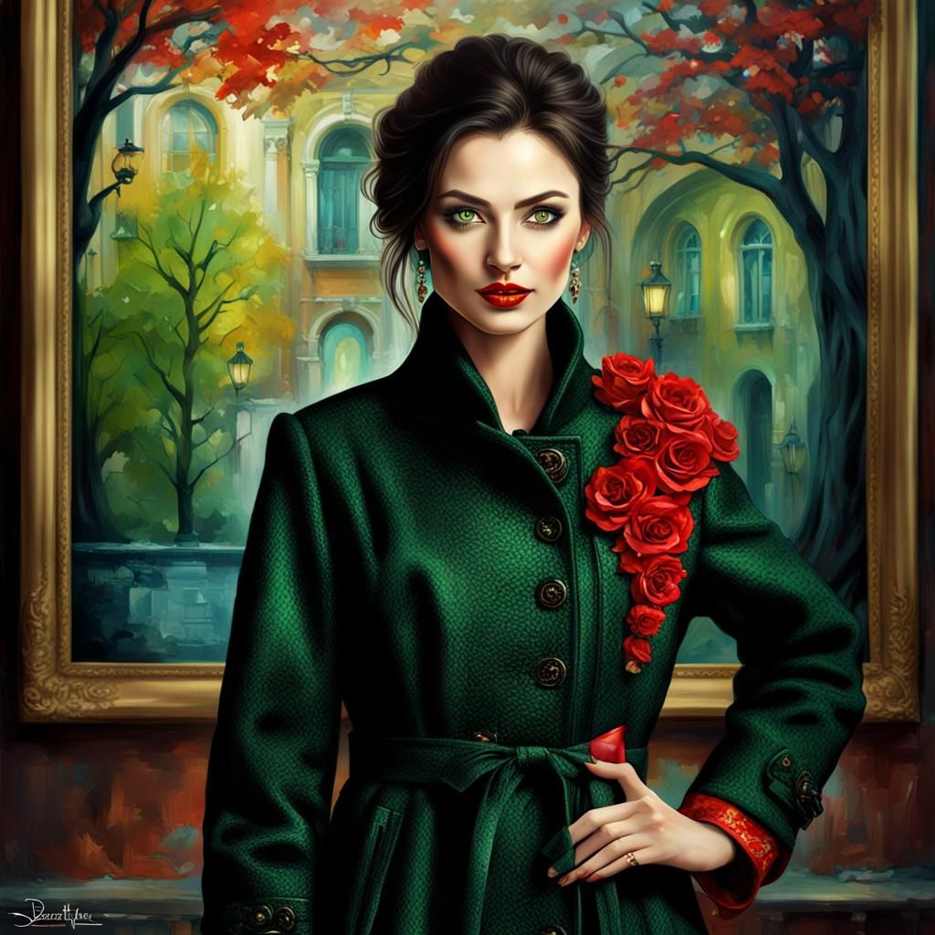 Beautiful Bulgarian Art Teacher in Gallery, Detailed Matte P...