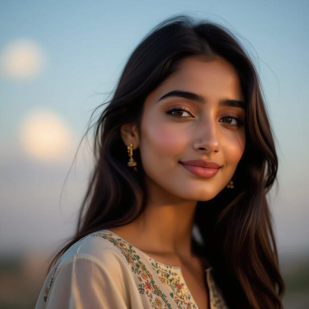 Pakistani Woman Portrait in Golden Hour Light