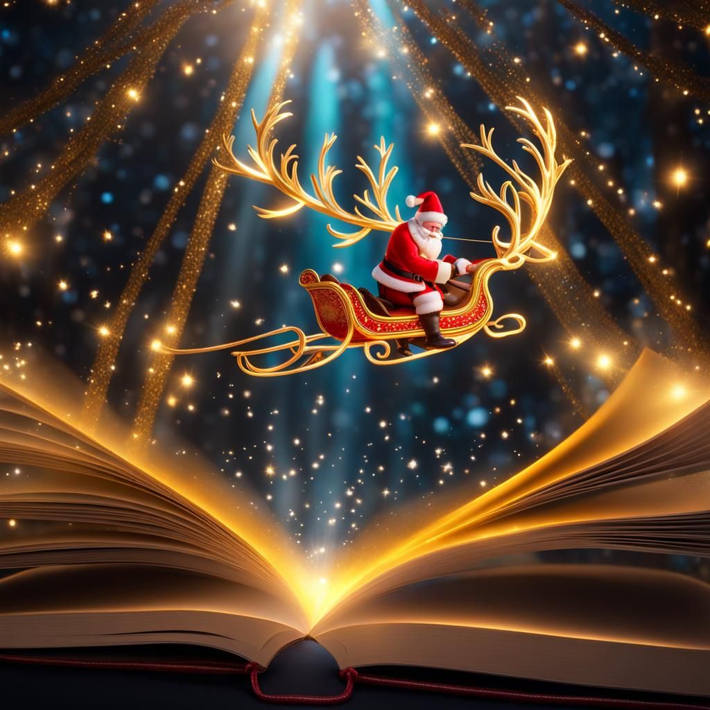 Santa's Sleigh Emerges from Fantasy Book