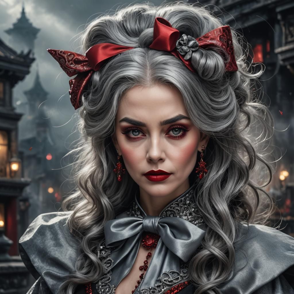 Glamorous Woman with Smoky Eyes and Red Lipstick