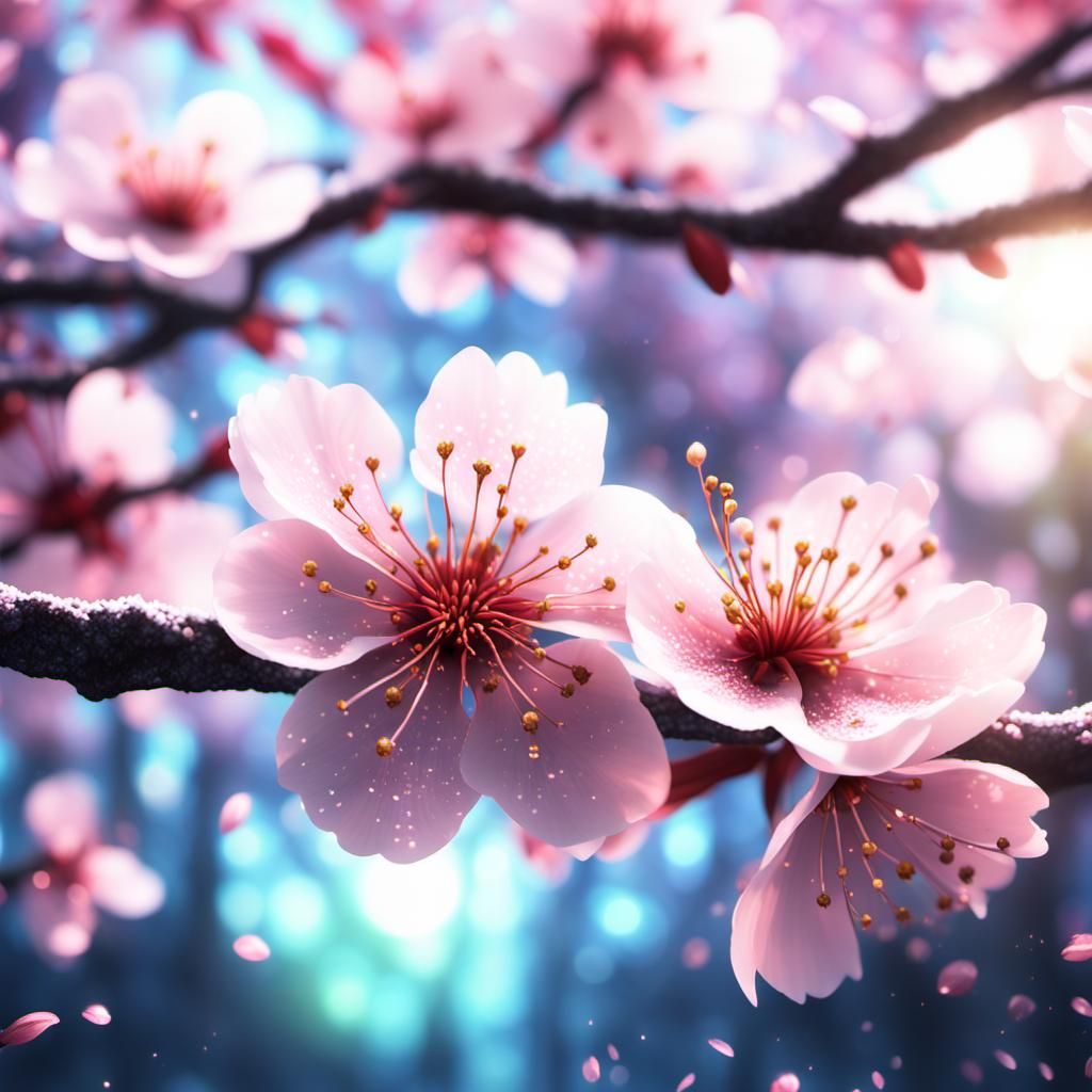 Enchanted Sakura Flower with Fractal Effects