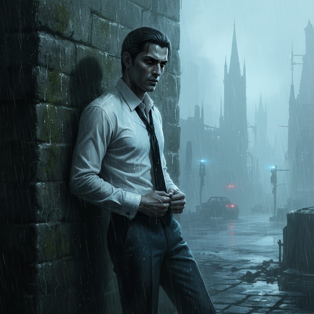 South Asian Vampire in Dark Noir Style