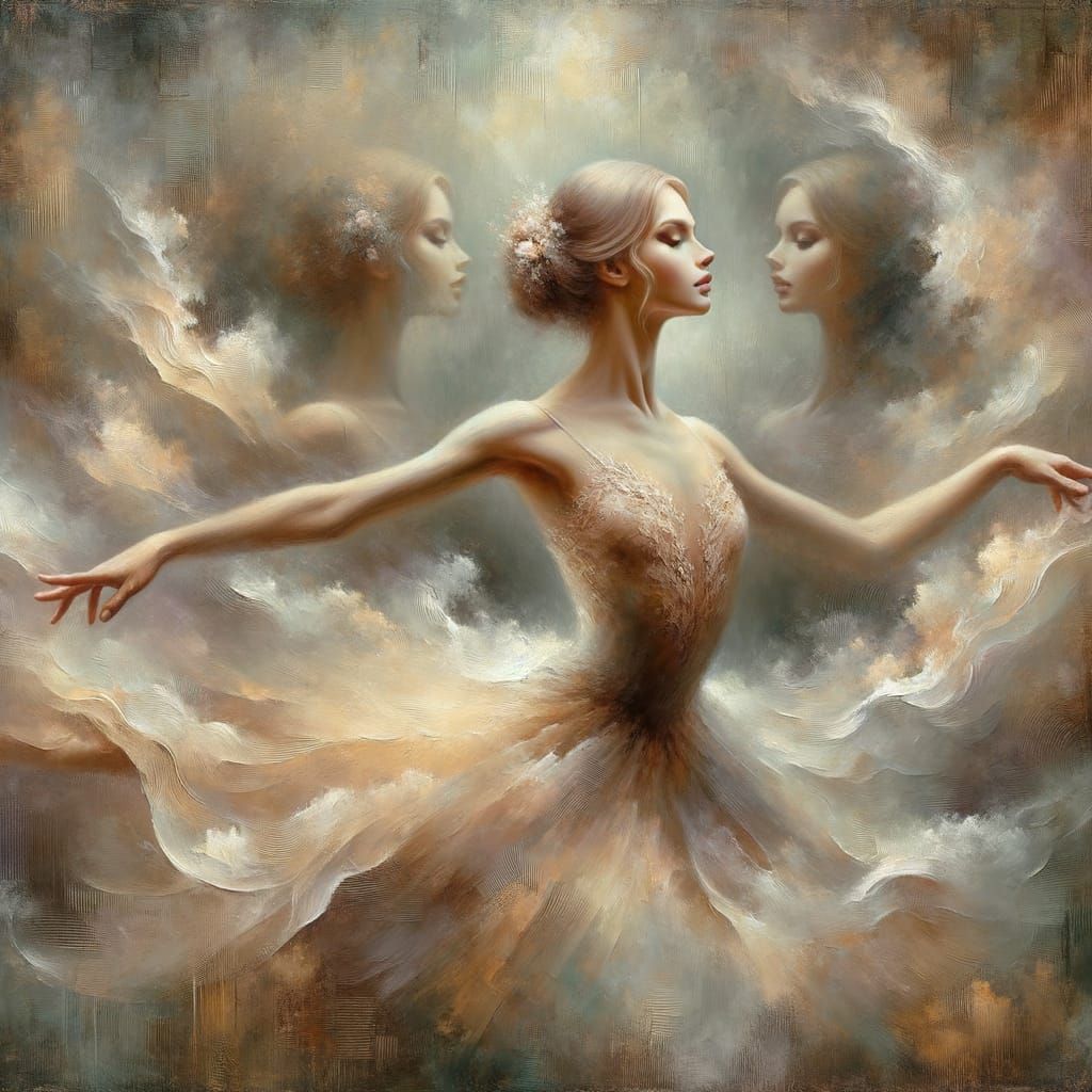 Elegant Ballet Dancer in Dreamlike Oil Painting