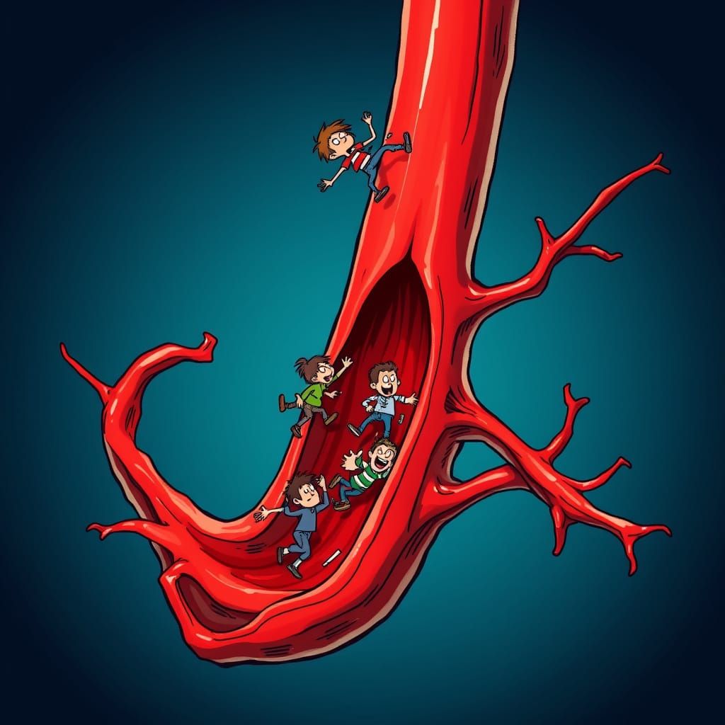 Humorous Anatomical Jugular Vein with Cartoon Antics