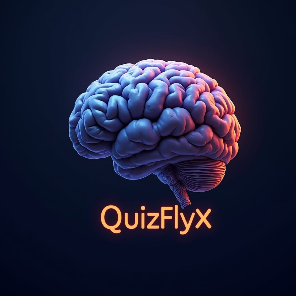 QuizflyX Brain Logo in Fantasy Concept Art Style