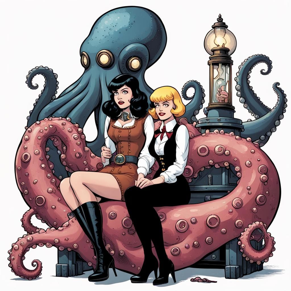 Steampunk Halloween: Betty and Veronica with Octopus