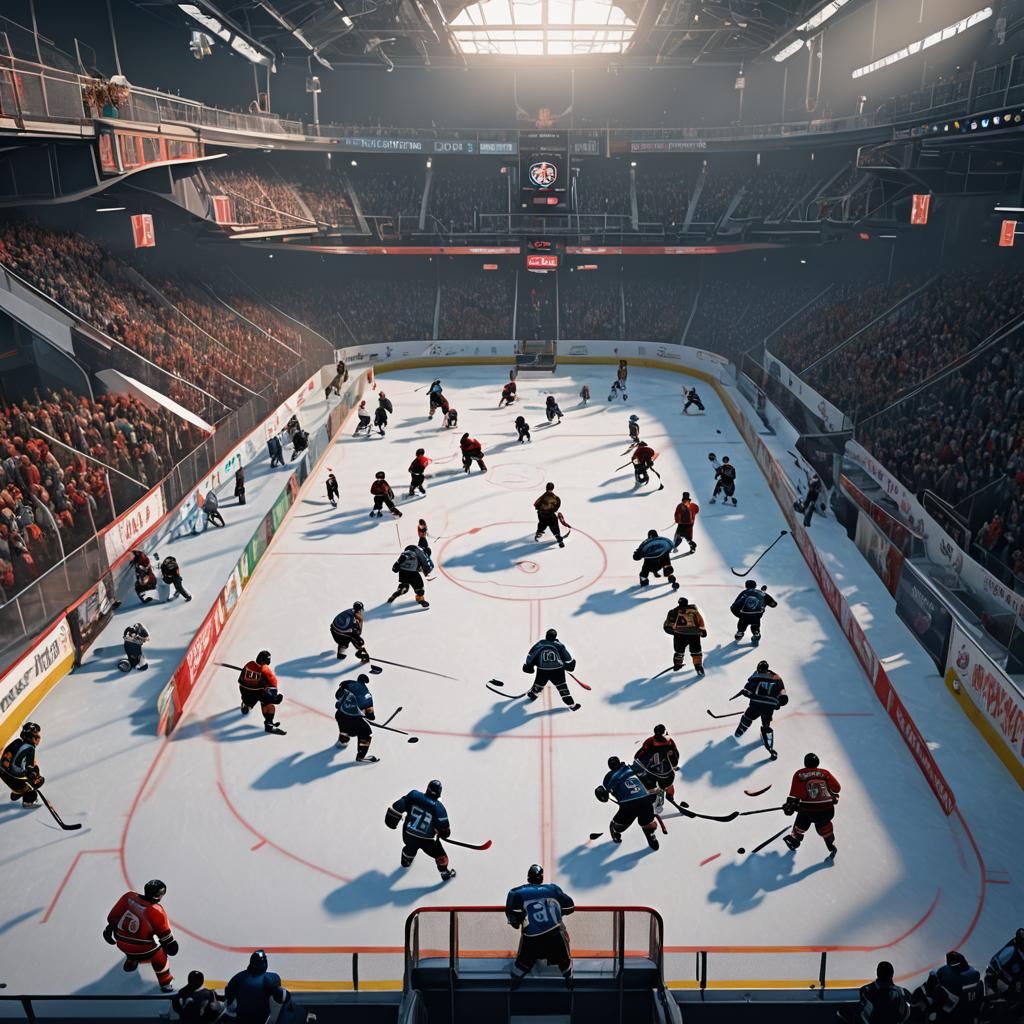Detailed Hockey Scene in Deep Color