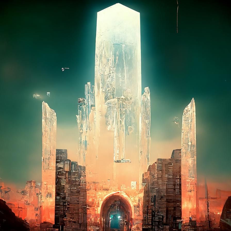 Cosmic Crystal City Floating in Space