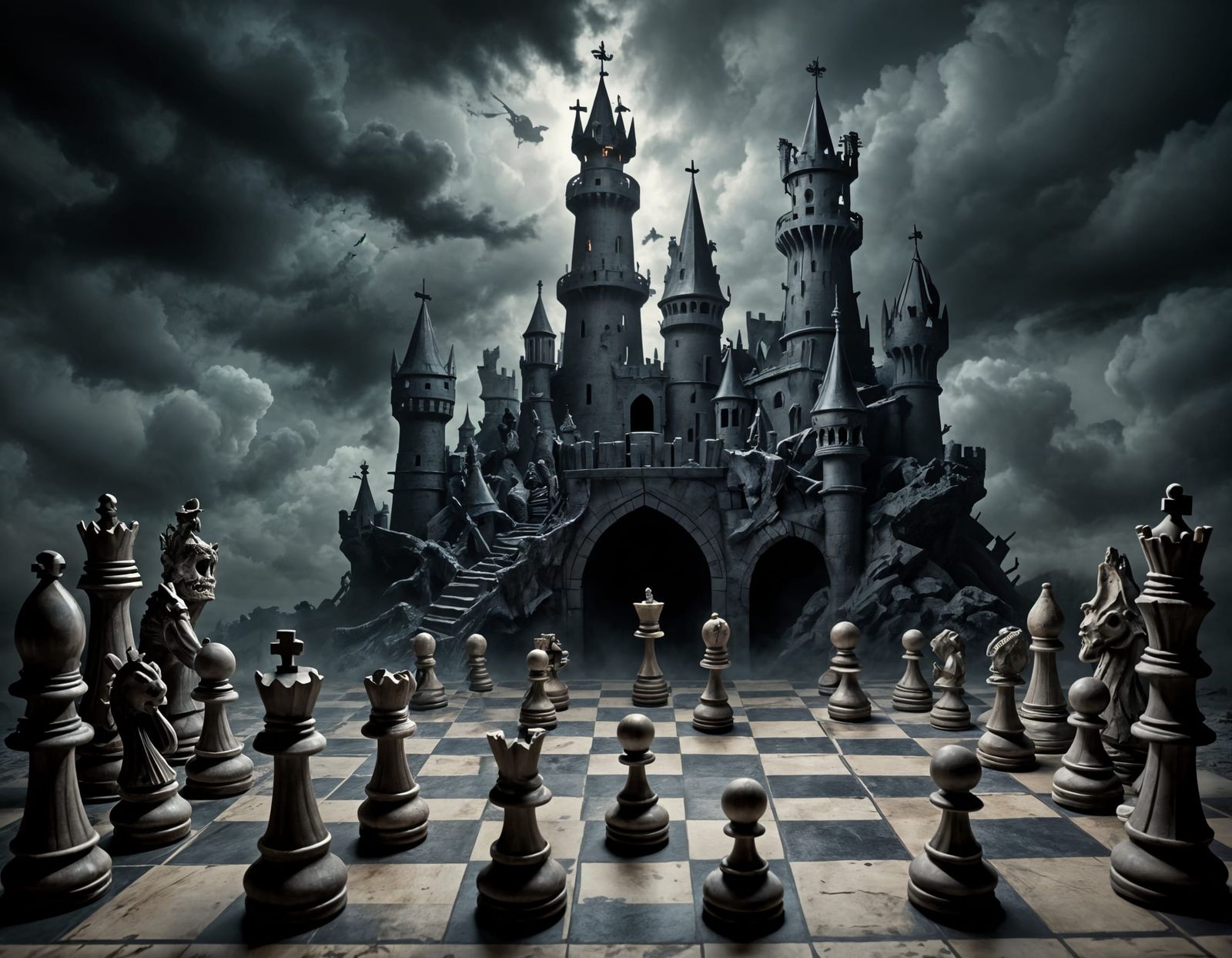Twisted Castle Chess War in a Nightmarish Dream