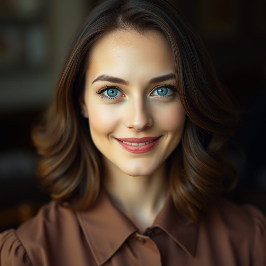 Woman with Blue Eyes in Cinematic Style
