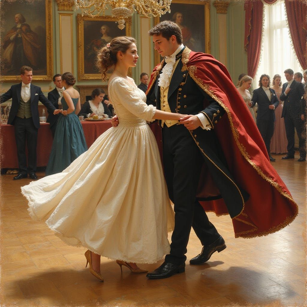 Impressionist Dance Scene: Woman and Duke in Motion