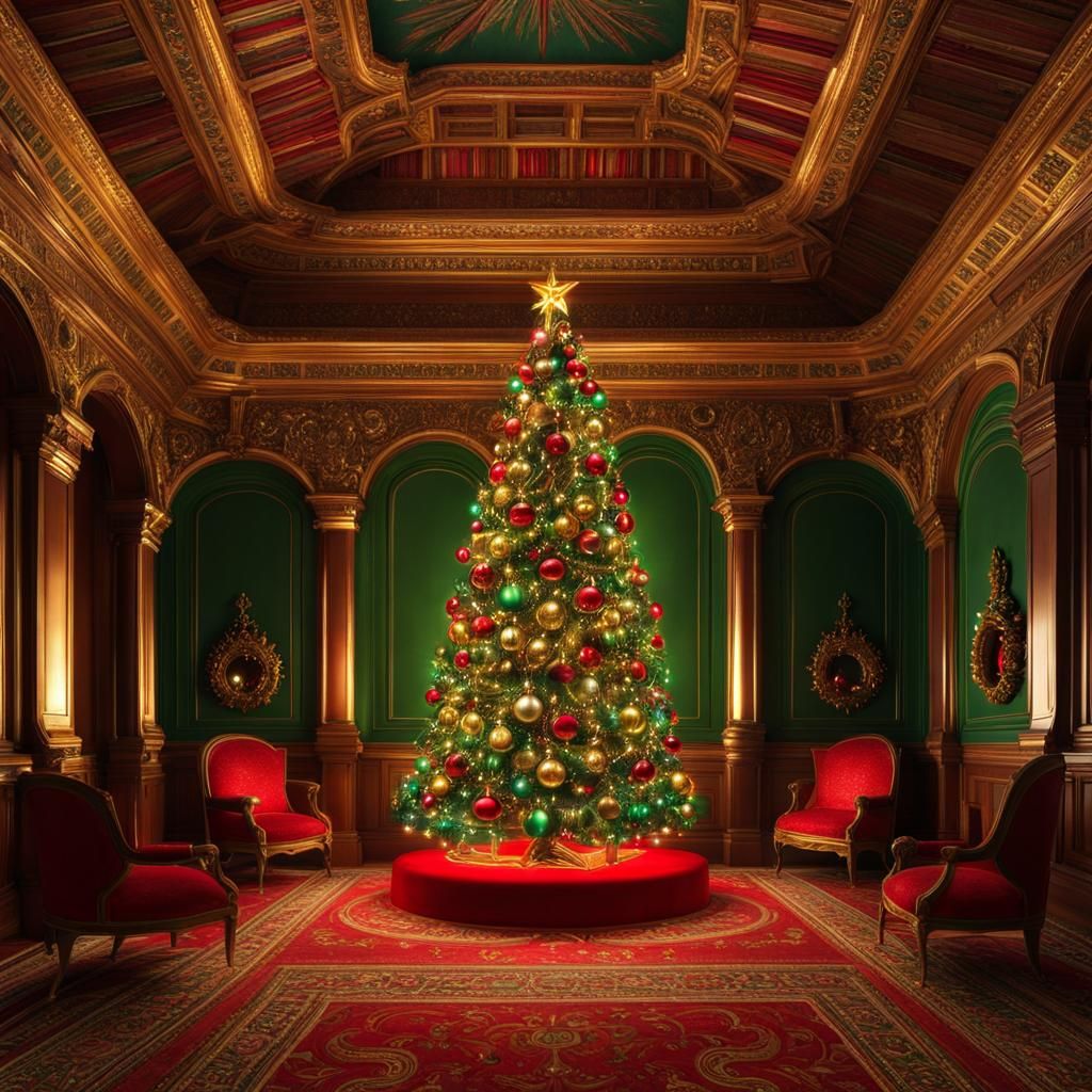 Ornate Christmas Tree in Pre-Raphaelite Style