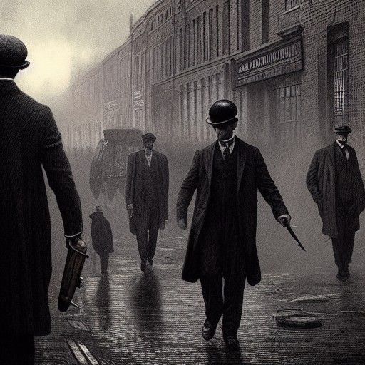 Peaky Blinders Style Street Scene in Horror Movie