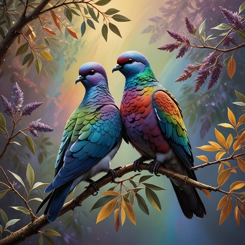 Doves in Harmonious Surrealism