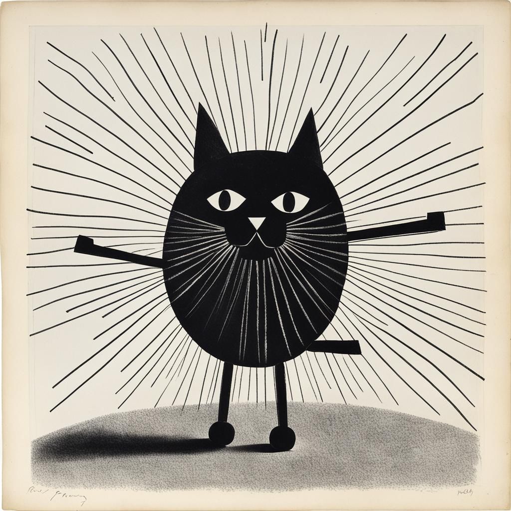 Surreal Cat Rayograph in Man Ray Style