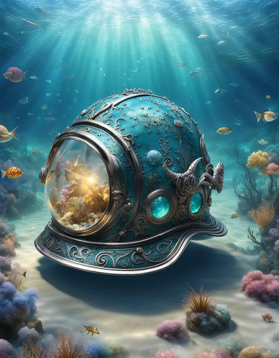 Underwater Fairy Scene with Glass Helmet