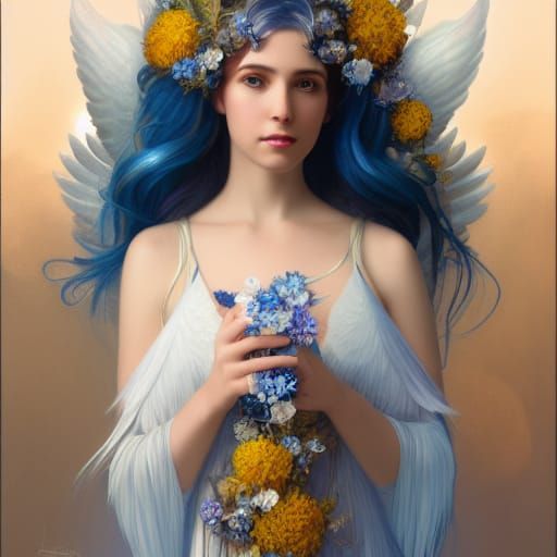 Beautiful Jeweled Angel Portrait in Hyperdetailed Style