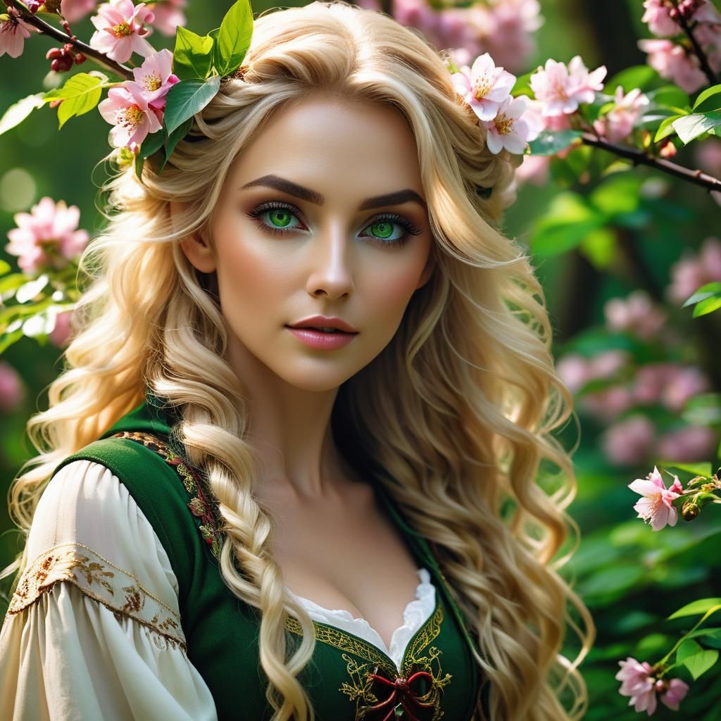 Elven Woman in Magical Forest