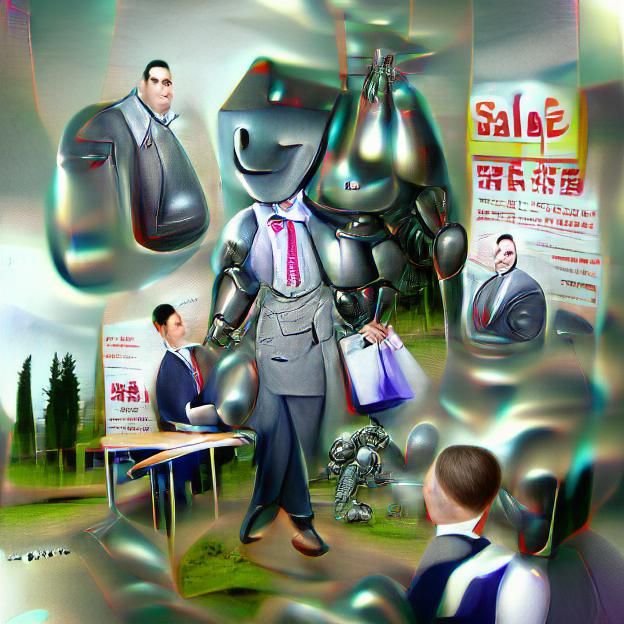 Giant Robot Salesman: Polished Photo Illustration