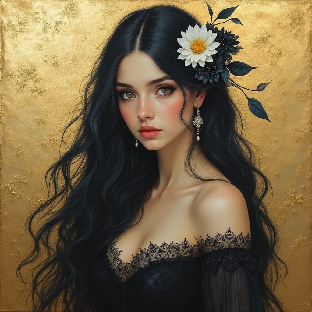 Ethereal Fantasy Portrait in Vintage Oil Painting Style